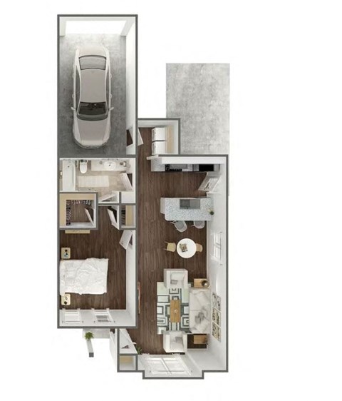 Floor plan for 1 bed, 1 bath, 808 sqft
